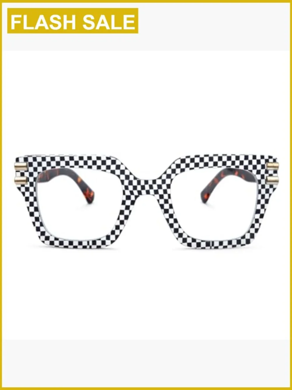 Oversized Square Blue Light Blocking Glasses with Gold Chain
